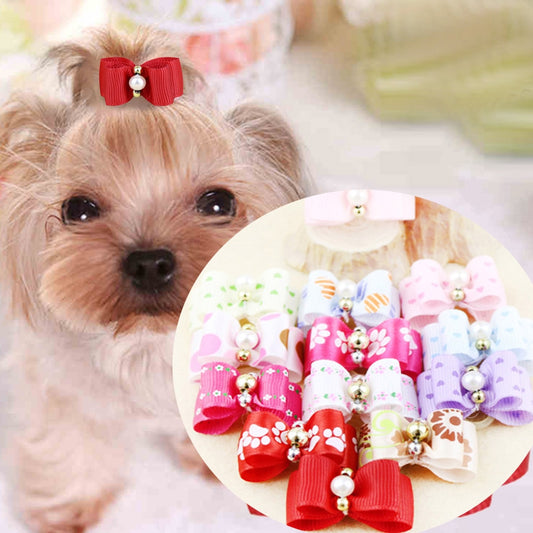 Adorn Your Pup with Style: 10pcs/set Dot Bowknot Dog Hair Bows for Chic Canine Elegance