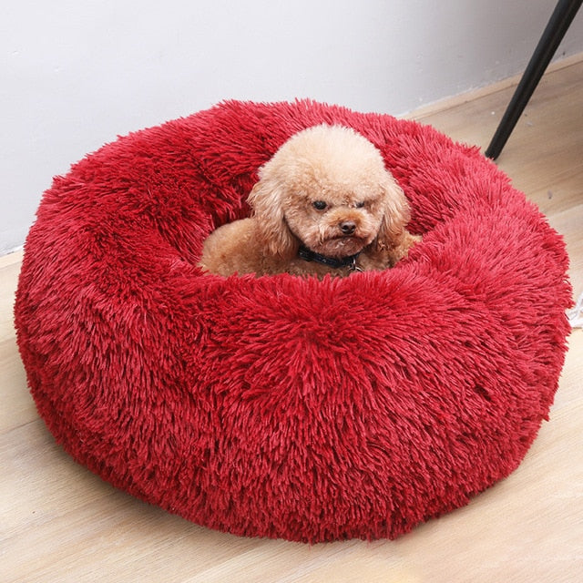 Cozy Comfort: Round Plush Pet Bed - A Soft Haven for Your Furry Friend